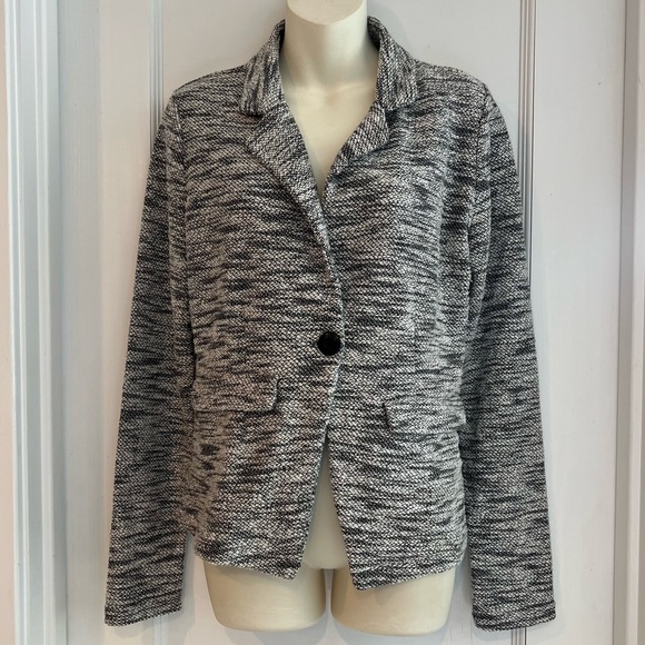 LOFT Brushed Knit Gray Warm Sweater Blazer - Size 4 - Picture 1 of 4